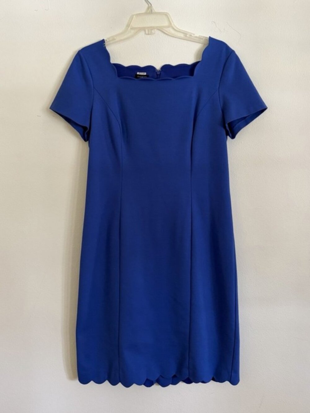 Talbots Cobalt Blue Scalloped Ponte Knit Sheath Dress Sz 10